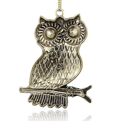 Wholesale Antique Silver Plated Alloy Enamel Owl Big Pendants For