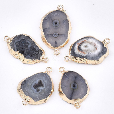 Wholesale Electroplate Natural Druzy Agate Links Connectors