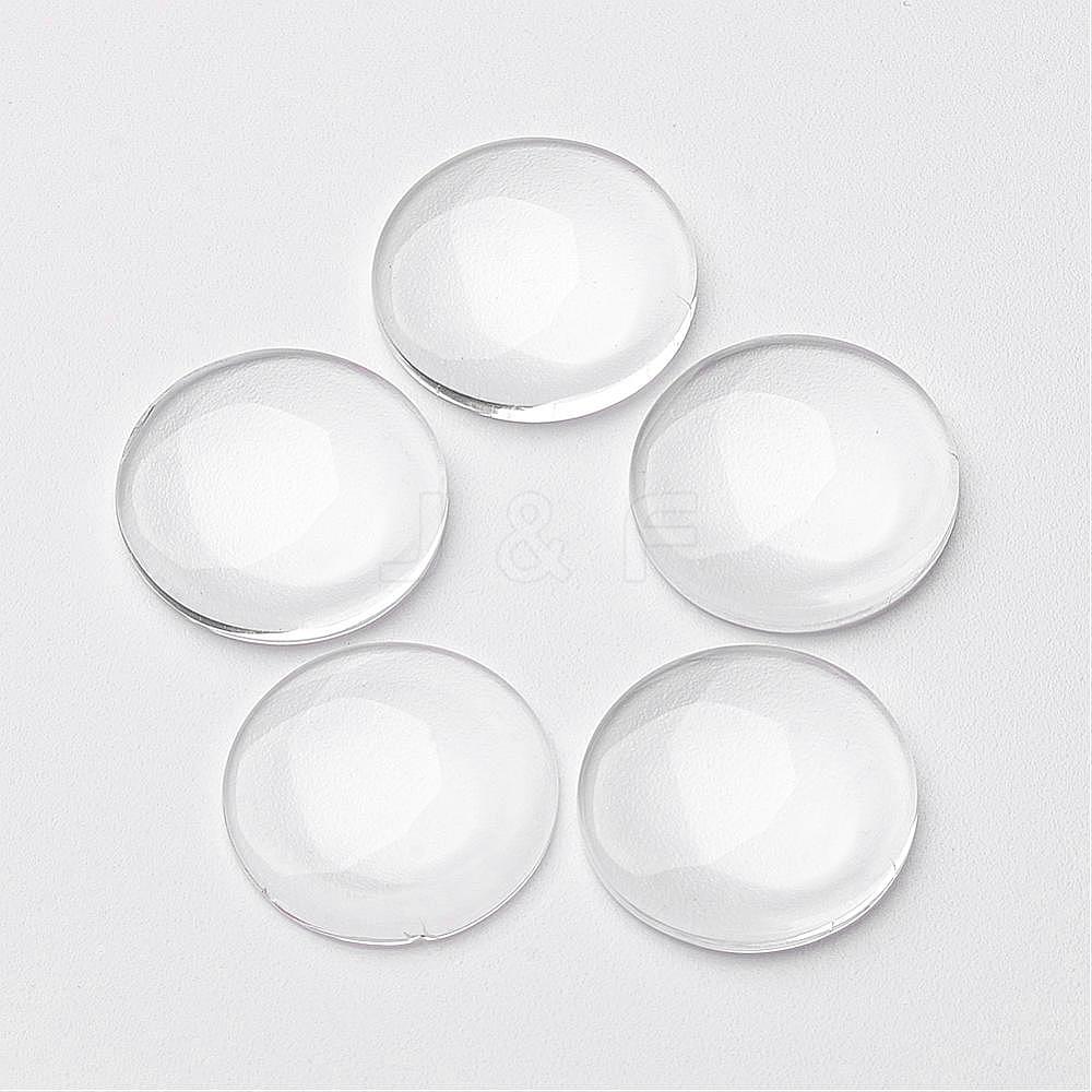 Wholesale Clear Glass Cabochons, Transparent, Half Round Circle Flat