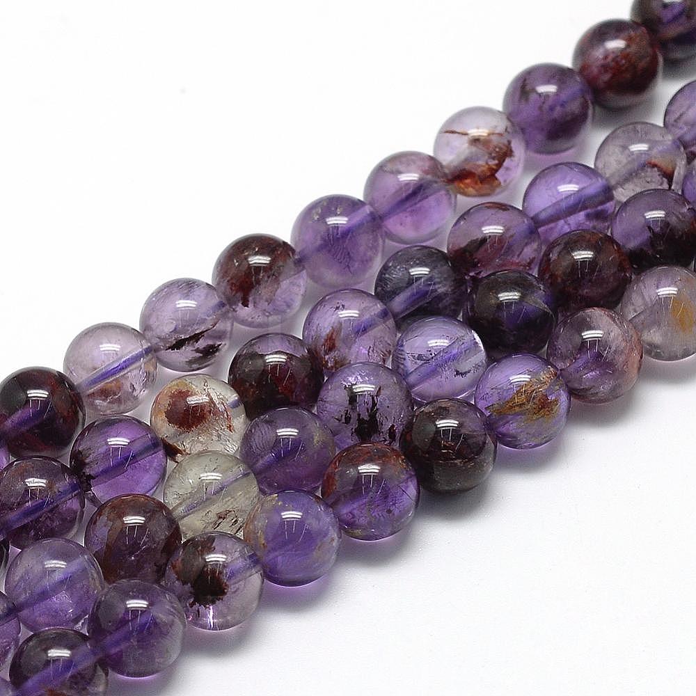 Wholesale Natural Rutilated Quartz Beads Strands, Round, 10mm, Hole