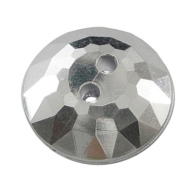 2-Hole Acrylic Faceted Flat Round Sewing Buttons AR3229-25-38-1