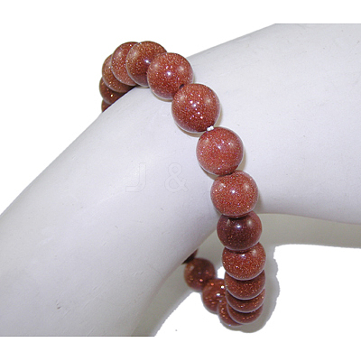Synthetic Goldstone Beaded Stretch Bracelets B072-8-1