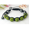 Fashion Nylon Cord Knitted Bracelet with Hematite and Grade A Rhinestone Beads BJEW-Q441-13-1