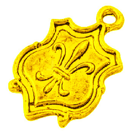 Tibetan Style Alloy Shield Carved Fleur De Lis Pendants EAAA056Y-G-1