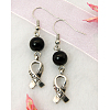 Dangle Awareness Ribbon Earrings EJEW-JE00185-01-1