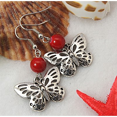 Dangle Butterfly Earrings EJEW-JE00214-1