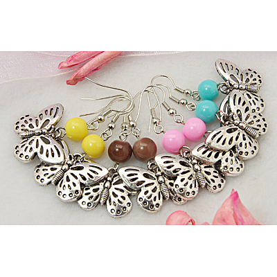 Dangle Butterfly Earrings EJEW-JE00214-1