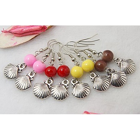 Fashion Shell Dangle Earrings EJEW-JE00236-1