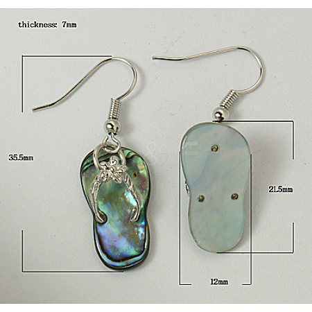 Abalone Shell/Paua ShellEarrings EJEW-N001-13-1