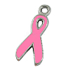 Breast Cancer Pink Awareness Ribbon Alloy Enamel Pendants ENAM-S002-1-1