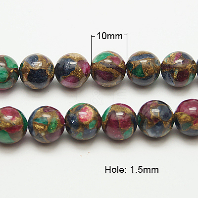 Synthetic Gold Clinquant Stone Beads Strands G-G026-R-10mm-2-1