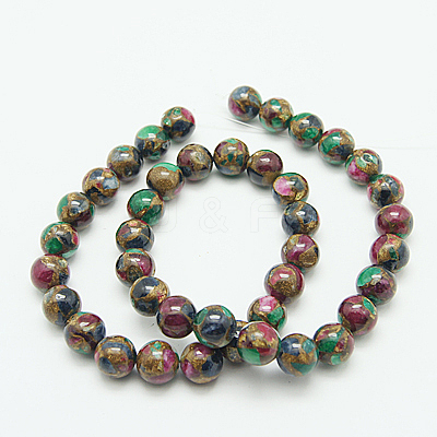 Synthetic Gold Clinquant Stone Beads Strands G-G026-R-10mm-2-1
