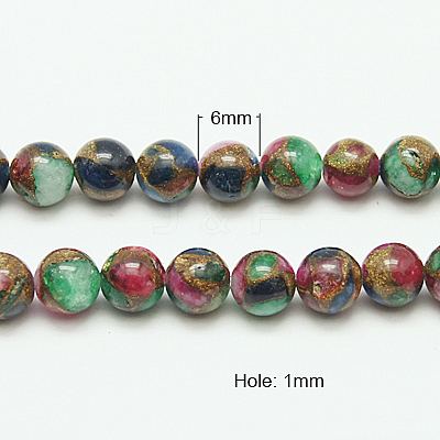 Synthetic Gold Clinquant Stone Beads Strands G-G026-R-6mm-2-1