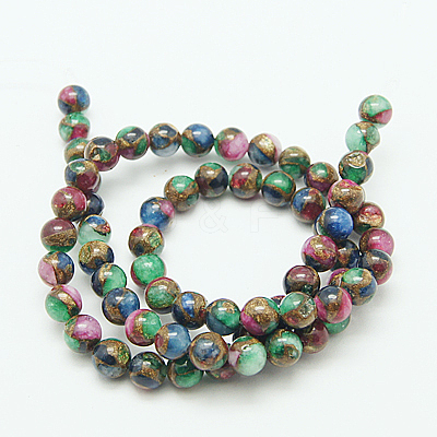 Synthetic Gold Clinquant Stone Beads Strands G-G026-R-6mm-2-1
