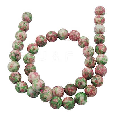Synthetic Ocean White Jade(Rain Flower Stone) Beads Strands G-GR10MM-225-1