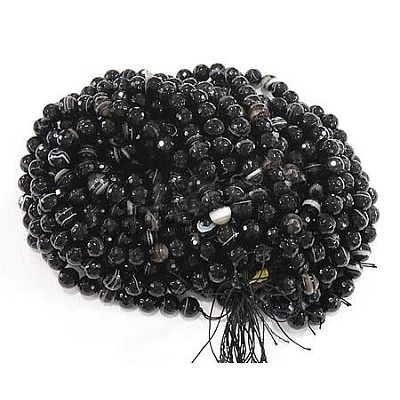 Natural Madagascar Black Agate Bead Strands G-N213A-56-1