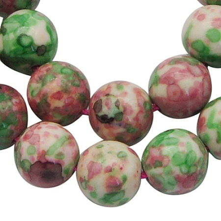 Synthetic Ocean White Jade(Rain Flower Stone) Beads Strands G-GR12MM-225-1