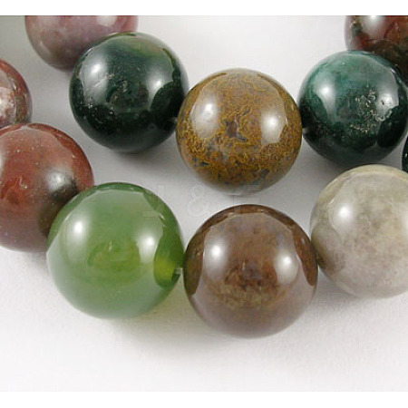 Natural Indian Agate Beads Strands GSR14mmC002-1