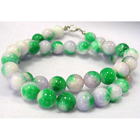 Violet/Green/White Jade Necklace–18 inch JN002-1