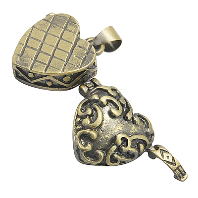 Heart Brass Enamel Prayer Box Pendants KK-24X21-AB-1