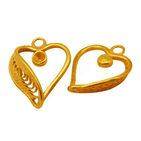 Heart Brass Pendant Rhinestone Settings KK-B337-G-1