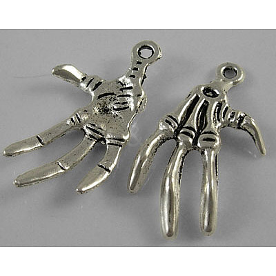 Tibetan Style Alloy Skeleton Hand Pendants for Halloween LF1287Y-NF-1
