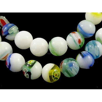 Handmade Millefiori Glass Beads Strands LK05Y-1
