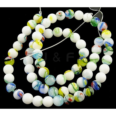 Handmade Millefiori Glass Beads Strands LK05Y-1