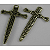 Tibetan Style Metal Dagger Pendants MLF1306Y-NF-1