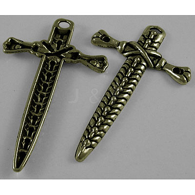 Tibetan Style Metal Dagger Pendants MLF1306Y-NF-1
