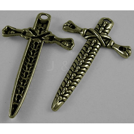 Tibetan Style Metal Dagger Pendants MLF1306Y-NF-1