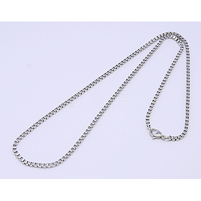 Tarnish Resistant Great Valentines Day Gift 304 Stainless Steel Box Chain Necklaces NJEW-507L-11-1
