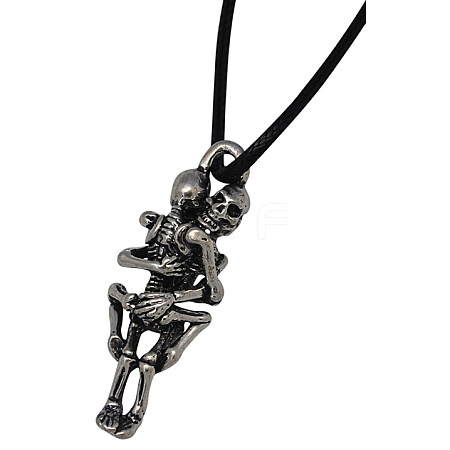Zinc Alloy Skull Necklaces for Halloween NJEW-R009-1