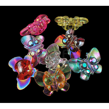 Kawaii Kid's Garment Accessories Transparent AB Color Acrylic Butterfly Sewing Shank Buttons PCA195Y-1