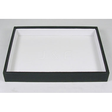 Stackable Wood Display Trays Covered By Black Leatherette PCT108-1