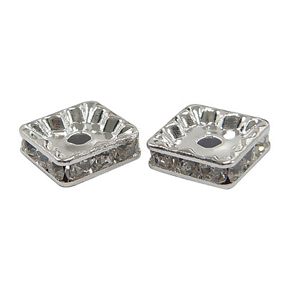 Brass Rhinestone Spacer Beads RB-A013-6x6-01P-1