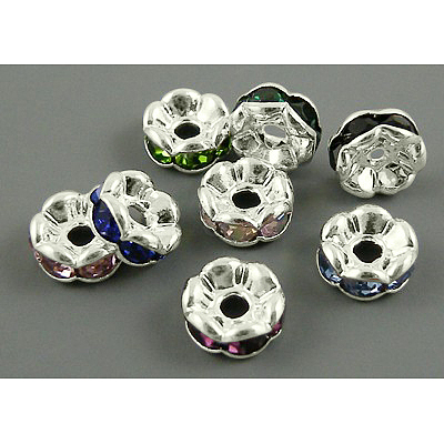 Brass Rhinestone Spacer Beads RB-A014-L6mm-S-1