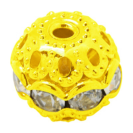 Brass Rhinestone Beads RB-A011-10mm-01G-1