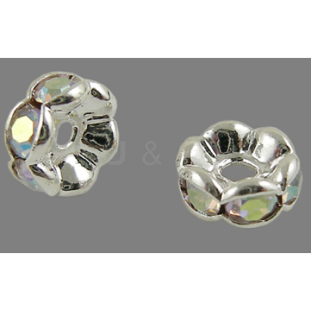 Brass Rhinestone Spacer Beads RB-A014-L12mm-28S-1
