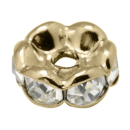 Brass Rhinestone Spacer Beads RB-A014-L5mm-01LG-NF-1