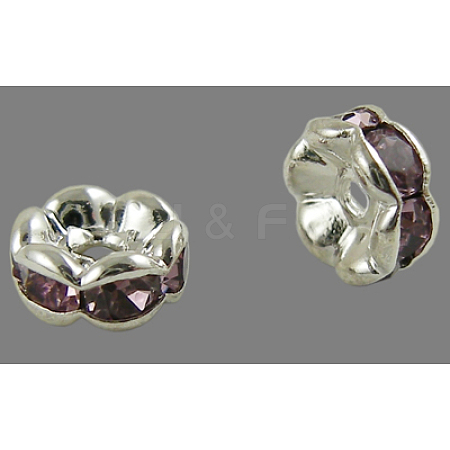 Brass Rhinestone Spacer Beads RB-A014-L6mm-10S-1