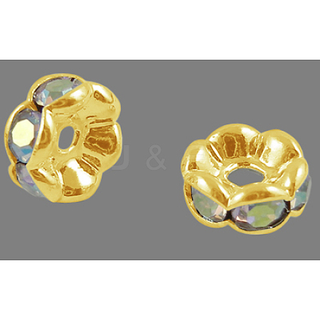 Brass Rhinestone Spacer Beads RB-A014-L6mm-28G-NF-1