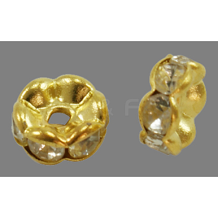 Brass Rhinestone Spacer Beads RB-A014-L7mm-01G-1