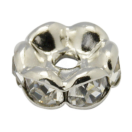 Brass Rhinestone Spacer Beads RB-A014-L7mm-01P-1