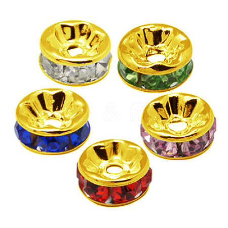 Brass Rhinestone Spacer Beads RB-A014-Z7mm-G-1