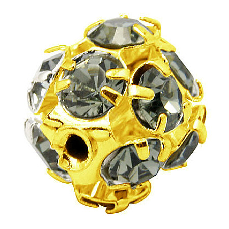 Brass Rhinestone Beads RB-A019-10mm-12G-1