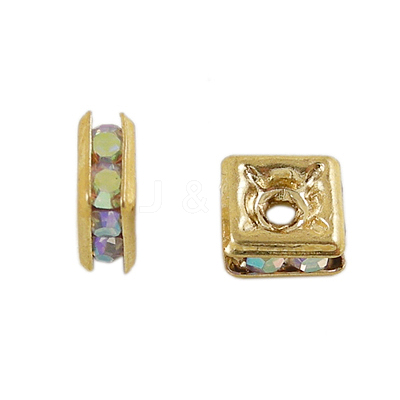 Brass Rhinestone Spacer Beads RSB071NF-02G-1
