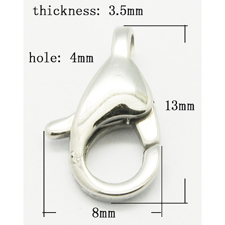 Tarnish Resistant 304 Stainless Steel Lobster Claw Clasps STAS-Q048-2-1