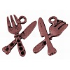 Tibetan Style Fork & Knife Pendant Rhinestone Settings TIBEP-0772-R-LF-1
