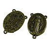 Holy Oval Carved Virgin Mary Tibetan Style Alloy Chandelier Component Links TIBEP-LF0961YKG-AB-FF-1